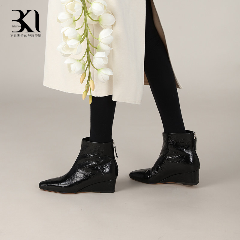 BAKERLOO小方头坡跟短靴HD213