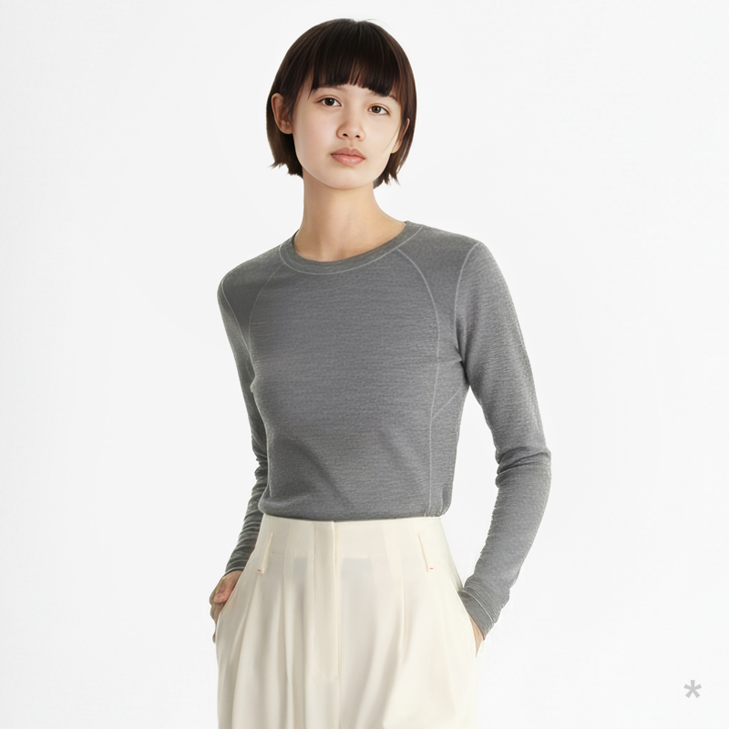 小着新品 HB38 深花灰色圆领羊毛针织衫 轻轻律动