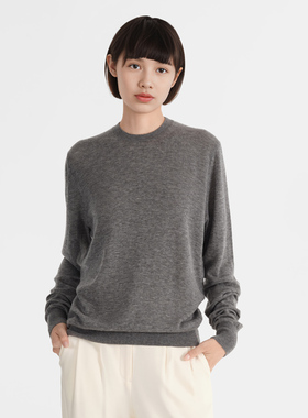 小着暖冬 LK4 深花灰色廓形羊毛针织衫 随性自在