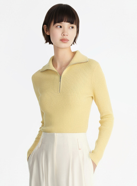 小着新品 HB35 明黄色半拉链设计针织衫 灵感亮了
