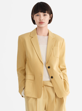 小着暖冬 SU12 姜黄色羊毛混纺箱型西装 轻松明媚