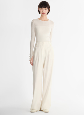 小着万件销冠 PA1 白色高腰阔腿长裤 杨采钰武康路高级体验店购买