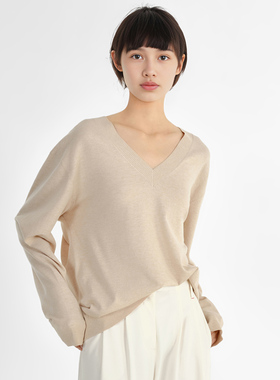 小着暖冬 LK36 白桦灰色 V 领廓形精细针织衫 空调防晒 轻快随行