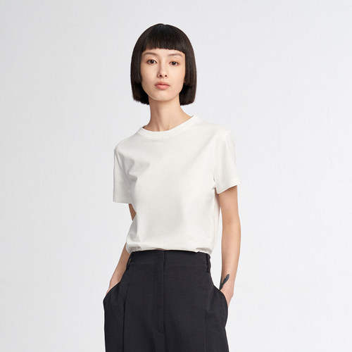 小着TEE6长绒小高领短袖T恤