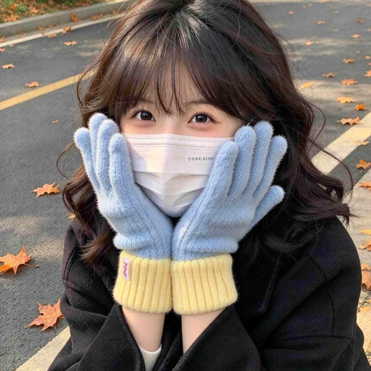手套女生秋冬季新款防寒保暖加厚可爱毛绒针织韩版学生骑行可触屏