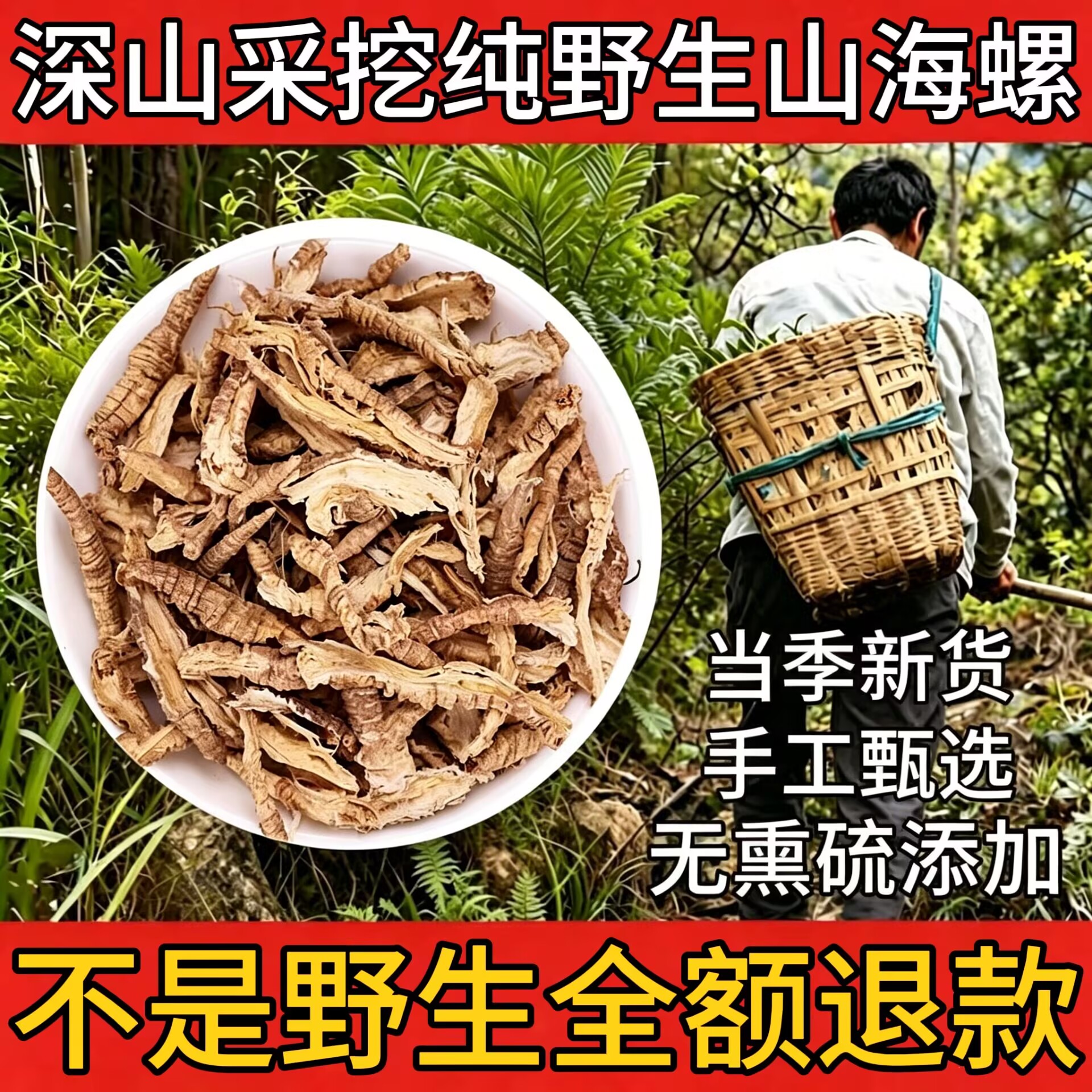 野生山海螺500g正品新货无硫羊乳根四叶参奶参土党参切片天然泡水