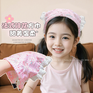 儿童美乐蒂头巾发箍方巾式头箍2026新款夏季田园风宝宝三角巾薄款