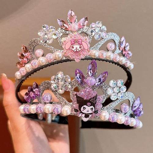 可爱库洛米儿童皇冠发箍冰雪奇缘公主闪钻头箍女卡通发捆表演道具
