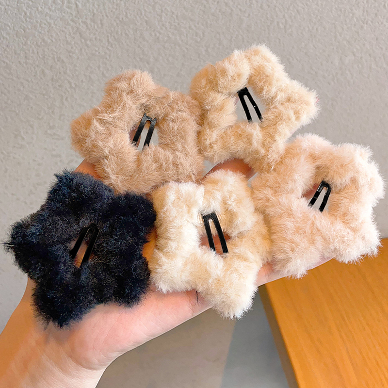 儿童毛绒发夹侧边夹五角星BB夹