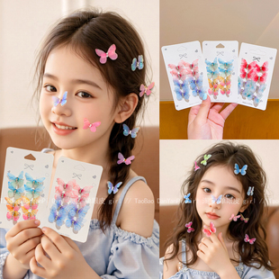 儿童2025新款 公主风发卡发饰女童超仙渐变色蝴蝶发卡发扣头饰 夏季