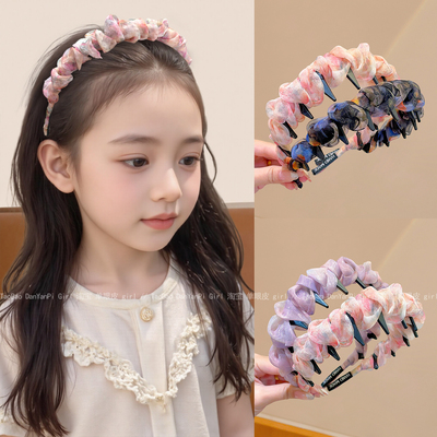 儿童网纱碎花发箍女童蓬松高颅顶