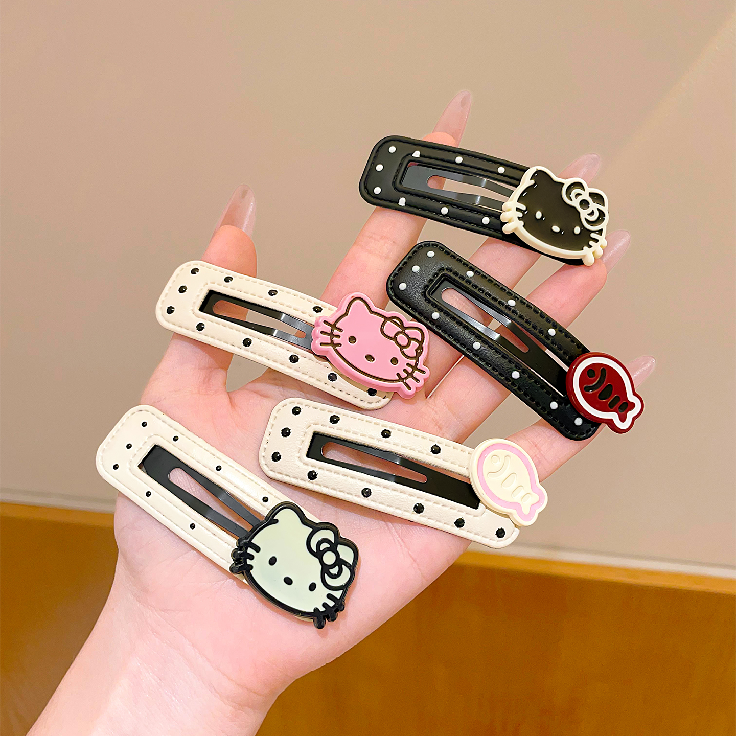 儿童卡通发夹女童秋冬波点蝴蝶结