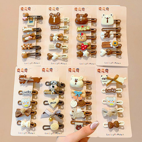 儿童小发夹2024新款秋冬奶油咖色