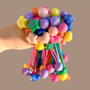 儿童糖果色双头圆球头绳女孩扎高马尾发绳高弹力皮筋皮套网红发饰