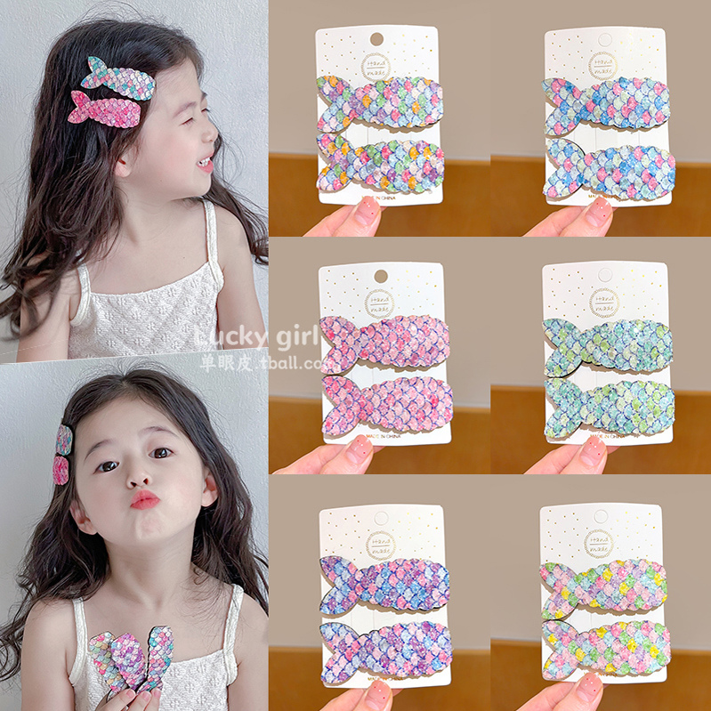 女童美人鱼刘海bb夹儿童可爱亮片