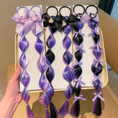 新款 儿童紫色假发辫子头绳女童拳击辫扎马尾灯笼泡泡辫头饰皮筋