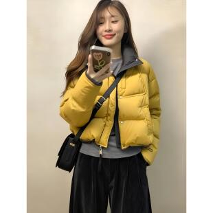 JOYIASS冬季韩系宽松黄色短款面包服小个子保暖外套阔腿裤显瘦套