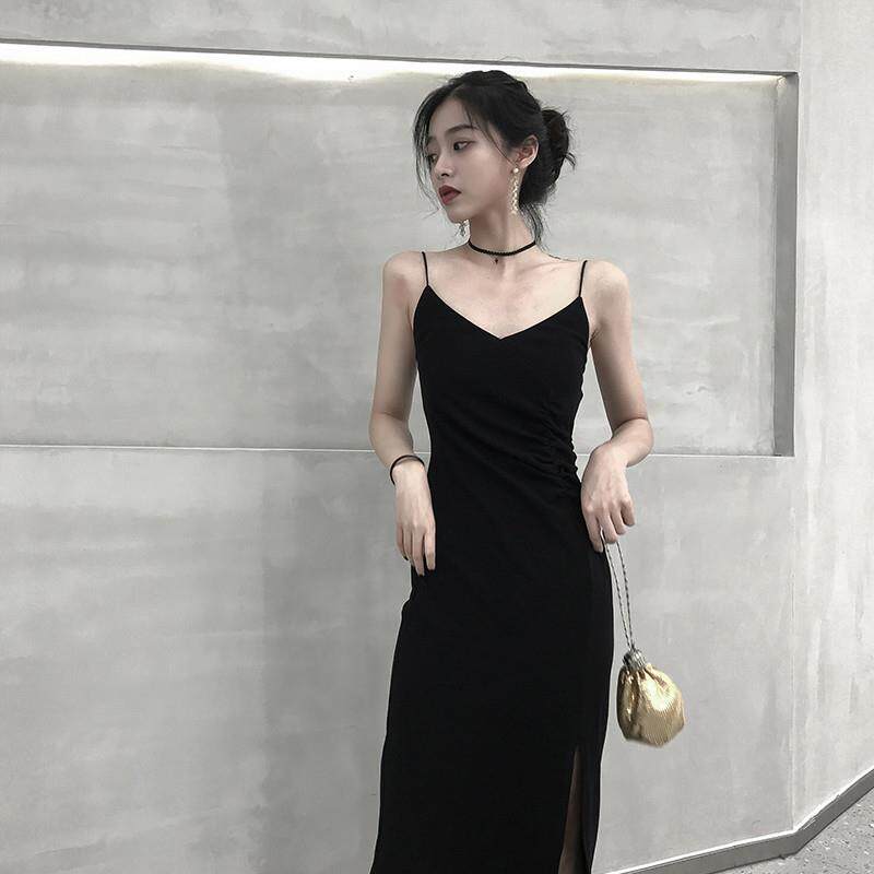 BLLOUKE黑色吊带连衣裙子女士装春秋夏季2025年新款气质高级感开