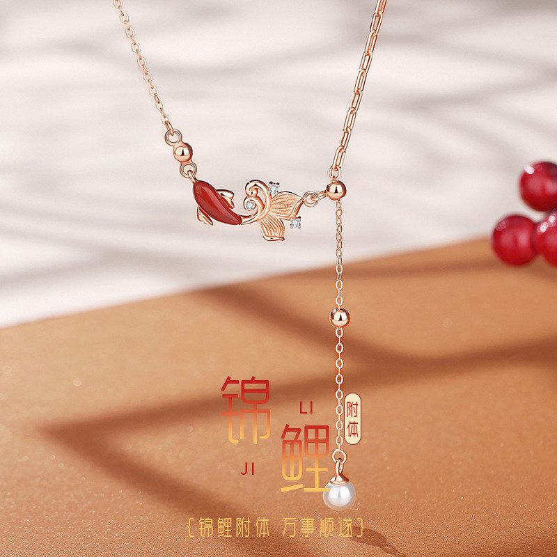 原创锦鲤项链女纯银文艺复古