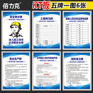 佰力克建筑五牌一图工地安全标识牌围挡施工警示牌晴雨表八大员岗位职责牌 安全文明全套标志牌验收提示牌