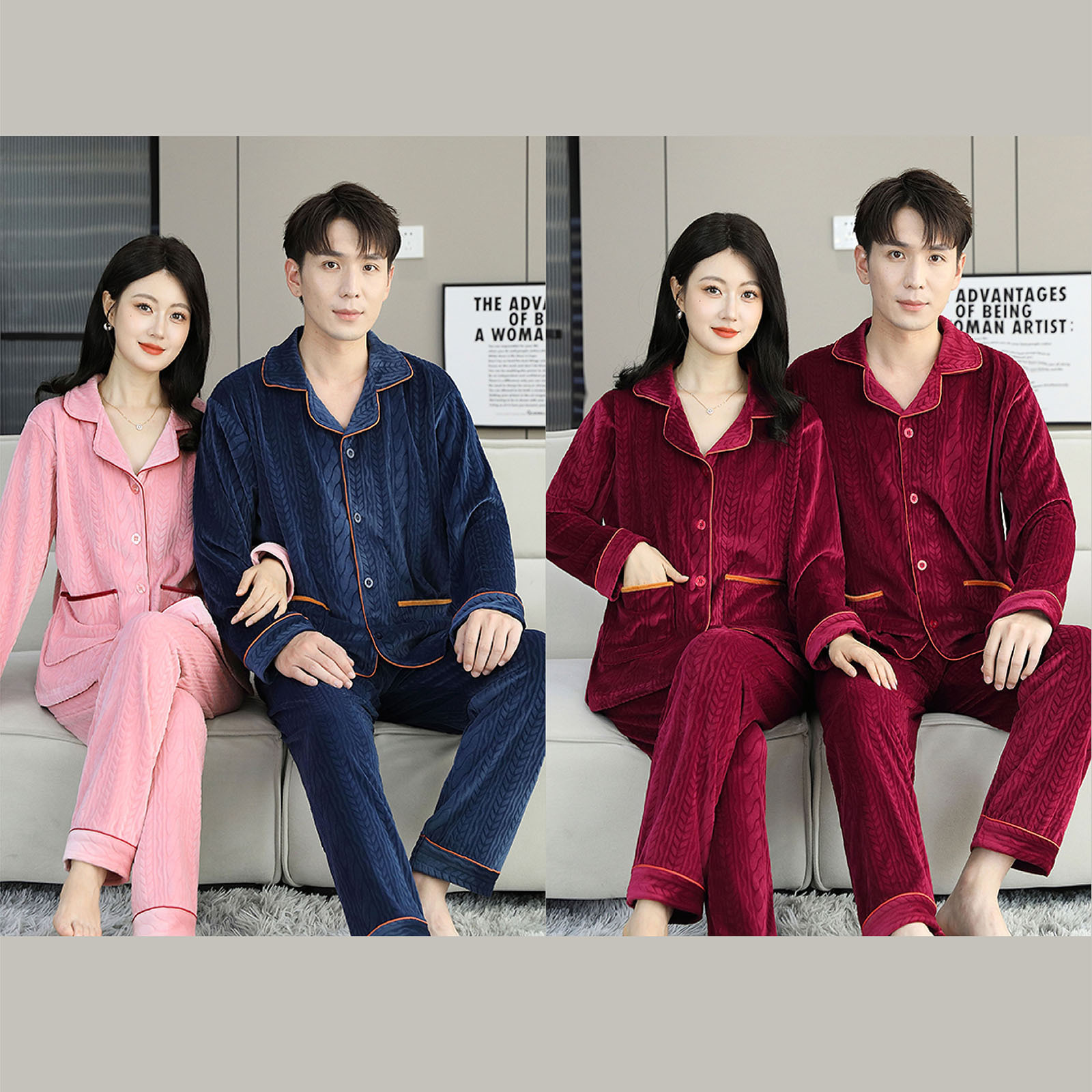 睡衣情侣款2025冬新款海岛绒加厚