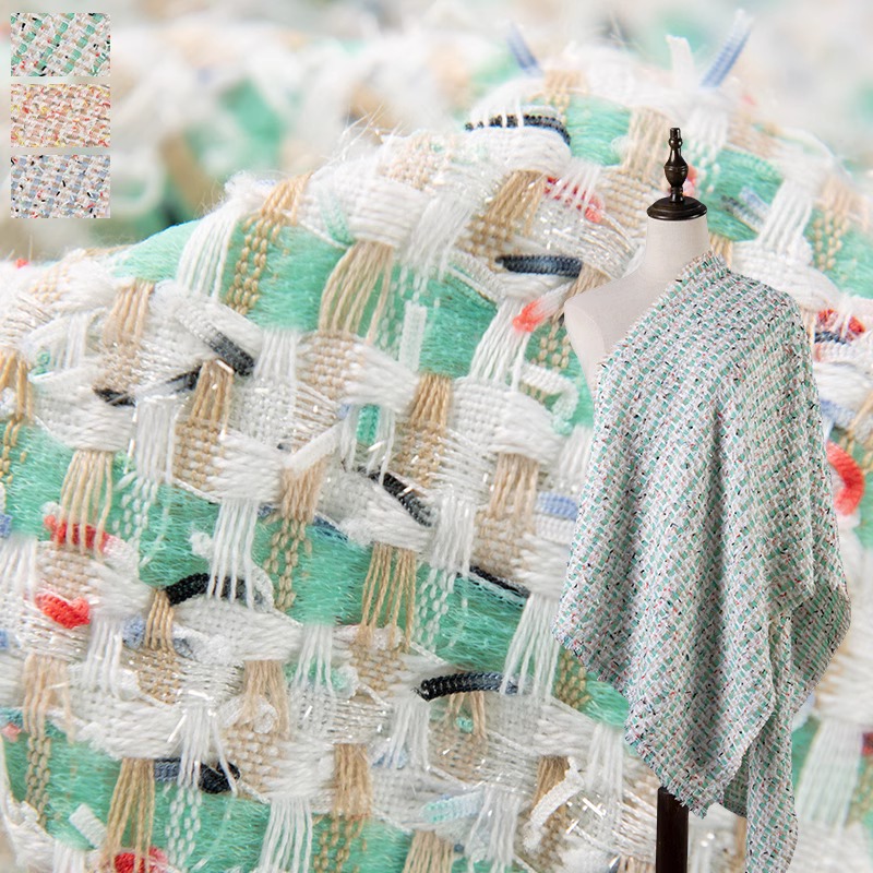 高端编织条纹小清新香风春秋布料