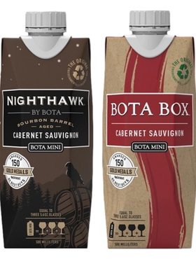 【浓妆淡抹总相宜】2盒勃塔夜鹰波本桶陈酿+赤霞珠红葡萄酒500ml