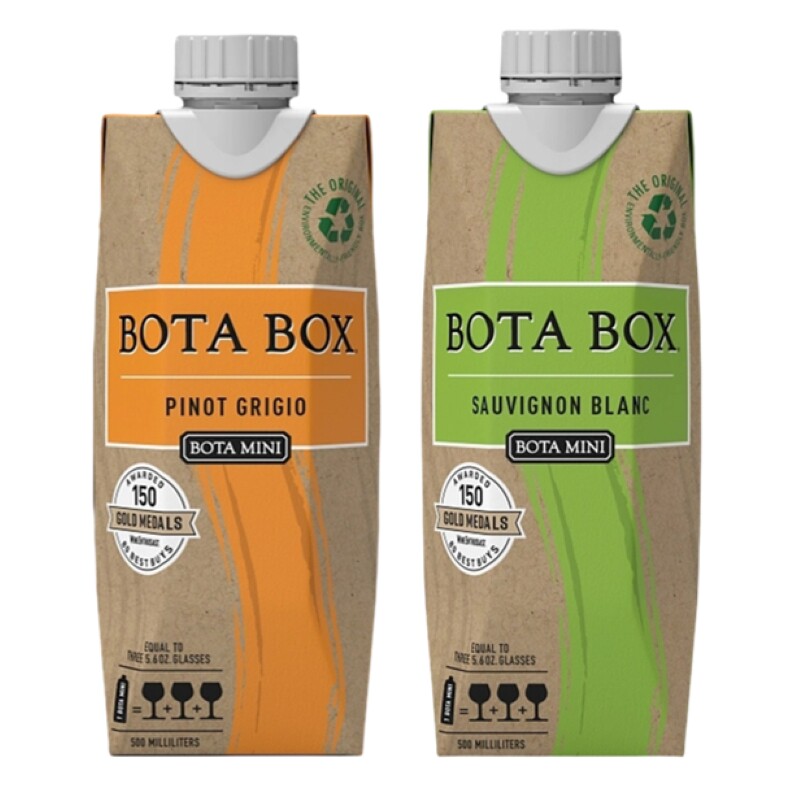 勃塔宝盒长相思+灰皮诺白葡萄酒500ml美国旅行随身携带小酒盒装酒