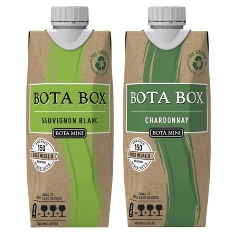 勃塔盒装酒长相思+霞多丽白葡萄酒500ml美国户外旅行随身携带小酒