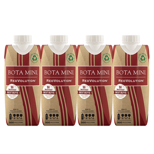 4盒装 进口户外露营旅行 勃塔红色旋风混酿红葡萄酒500ml美国原装