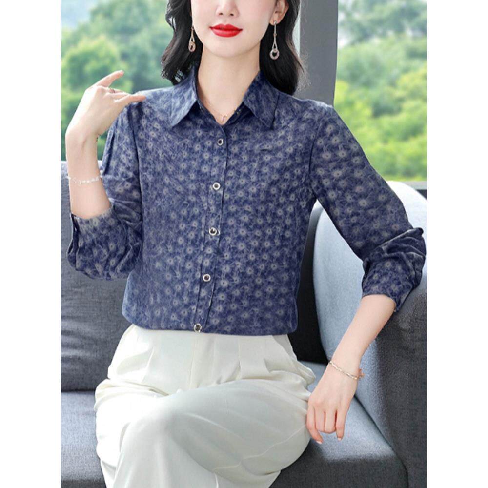 JOYIASS2025秋季衬衫薄款中年妈妈女装外套翠花宽松休闲新款长袖