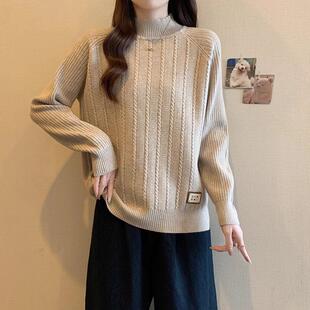 JOYIASS半高领打底衫黑色毛衣女2025秋冬新款大码胖mm欧货针织衫