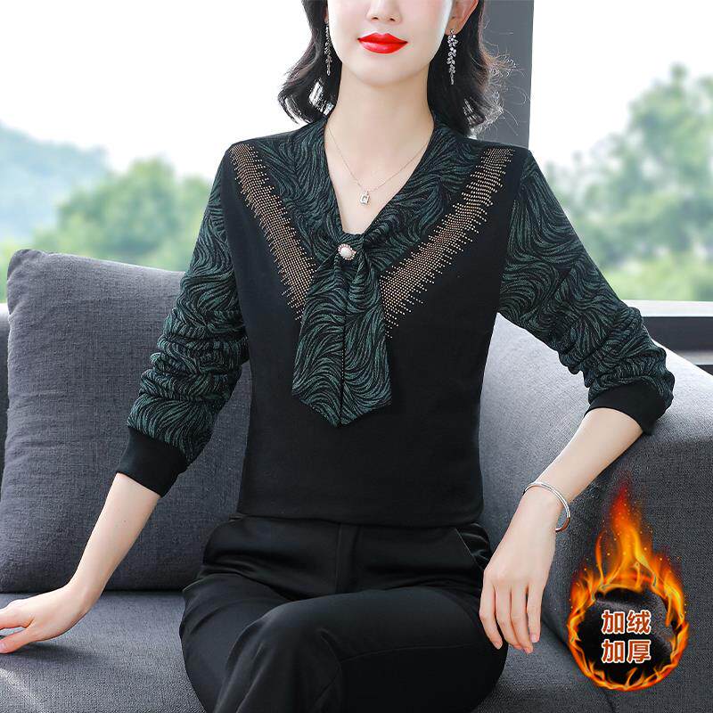 JOYIASS中老年女装秋冬季新款妈妈打底小衫时尚保暖加绒加厚洋气