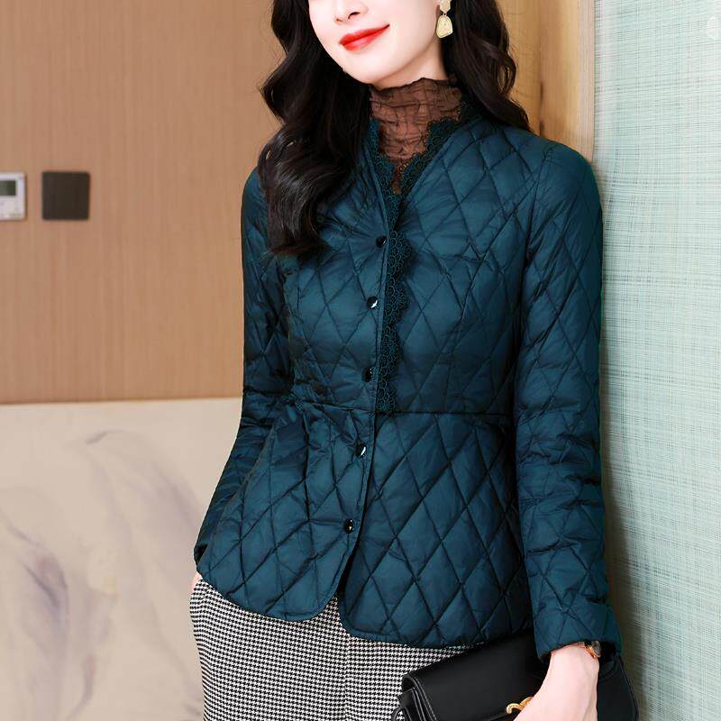 JOYIASS轻薄款服外套女收腰2025冬季小个子短款木耳边修身显瘦衣