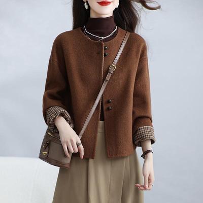 JOYIASS小个子短款外套女秋冬款2025新款妈妈高端呢子大衣高级感