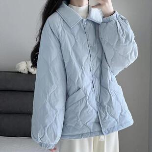 冬季学生菱格羽绒棉服女2026新款秋冬外套韩系羊羔毛夹棉棉衣棉袄