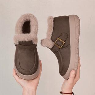 女鞋冬季新款加绒保暖棉鞋女休闲运动雪地靴百搭高帮鞋