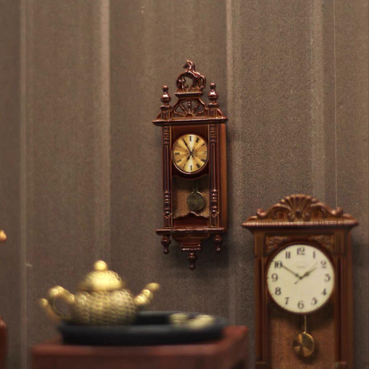 迷你微缩欧式复古钟表模型摆件娃娃屋场景装饰品挂摆钟