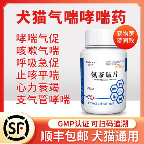 氨茶碱片宠物狗狗猫咪哮喘药气药