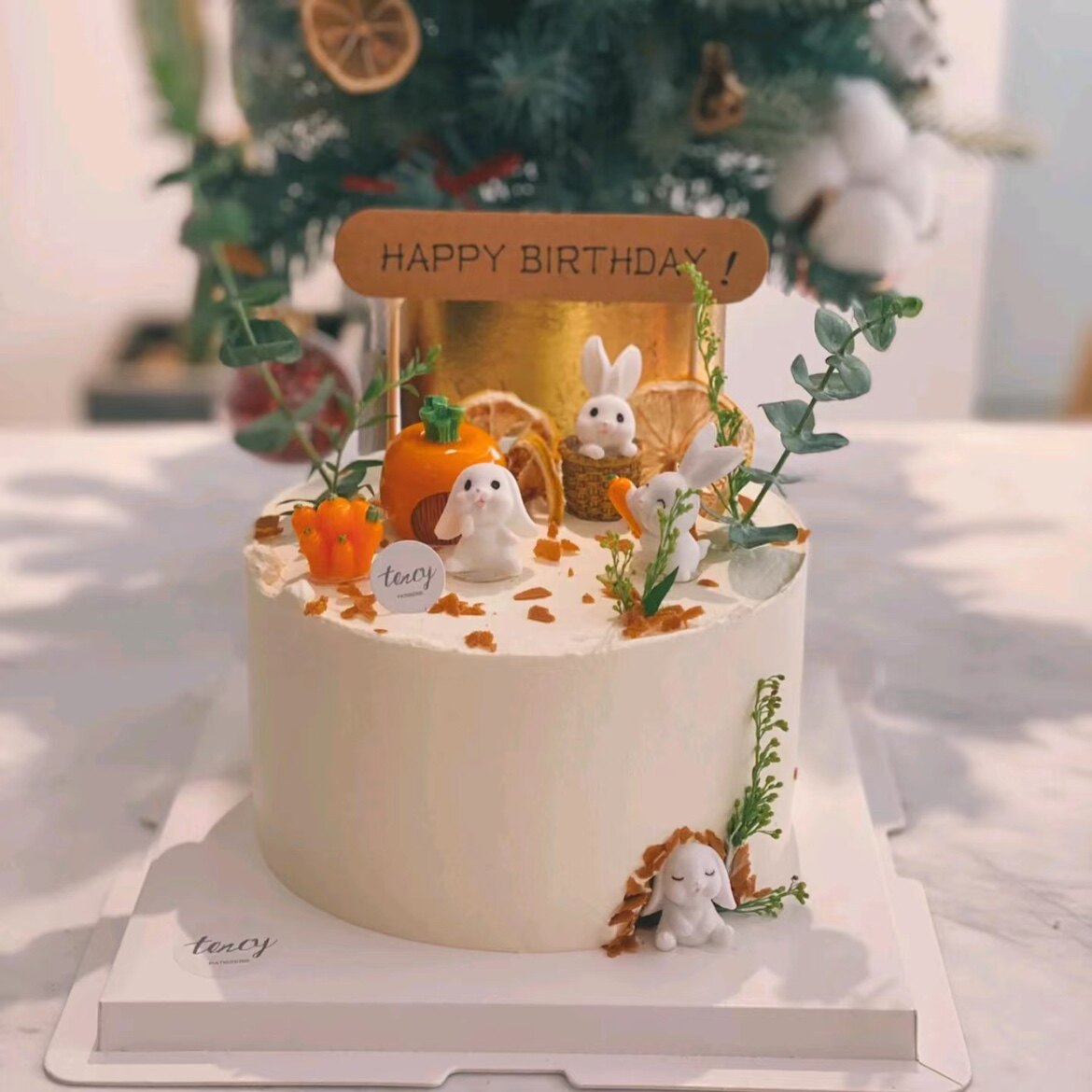 인터넷 연예인 한국 케이크 장식 토끼 장식품 미니 당근 바구니 목가적 인 스타일 생일 귀여운 토끼 플러그인