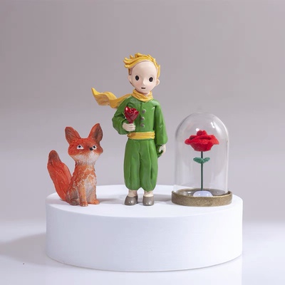 情人节蛋糕装饰拿玫瑰花小王子摆件网红情侣求婚表白蛋糕王子装扮