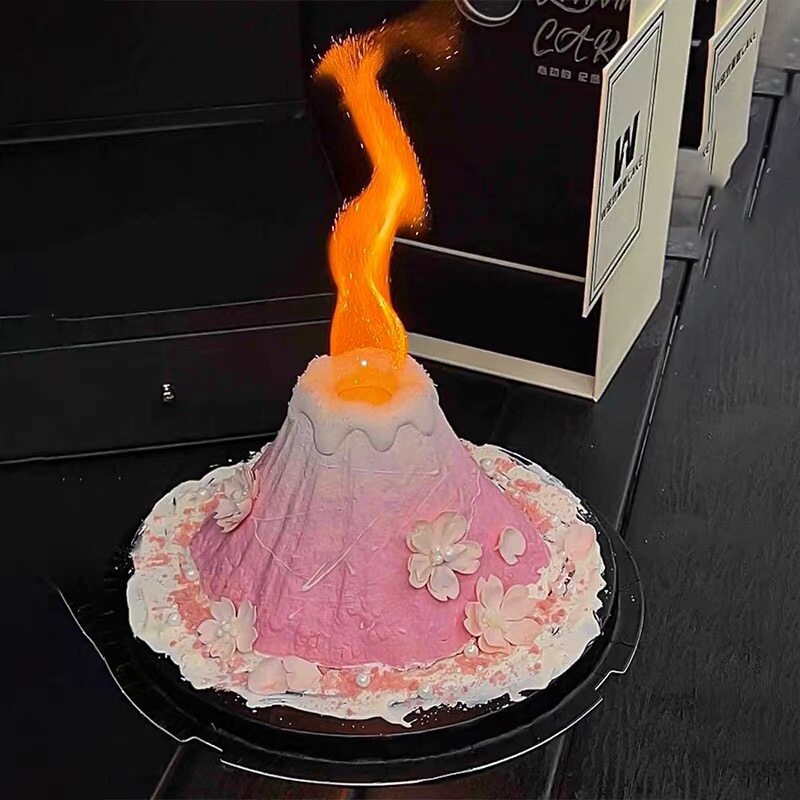 韩系ins风粉岩火山甜品蛋糕火焰材料包魔术纸创意DIY装饰氛围感