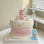 新款卡通可爱生肖马宝宝男孩女孩周岁满月百天蛋糕甜品台装饰摆件