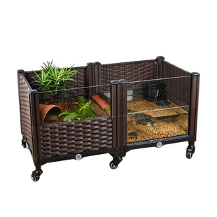 乌龟水陆饲养缸养龟水箱生态环境养殖内嵌内置玻璃缸巴西草龟深水