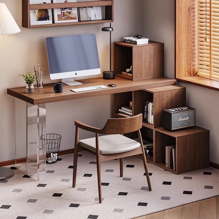 中古风书桌书柜一体桌书房家用