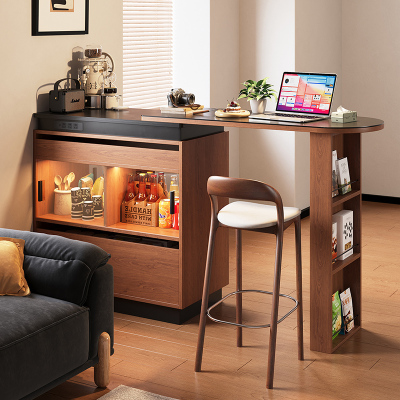 法式复古可伸缩吧台岩板吧台桌