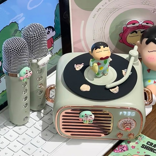 蜡笔小新话筒音响小型麦克风家庭唱K音箱生日礼物送女生朋友闺蜜