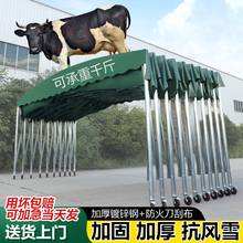 定制新款推拉伸缩雨棚大型移动停车遮阳棚防违建仓库帐篷可折叠棚