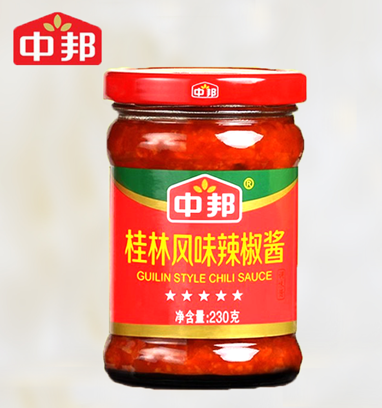 中邦桂林风味辣椒酱230g拌面拌饭酱下饭香辣酱佐餐中辣开胃调味酱