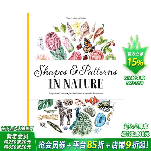【预售】英文原版 自然界中的形状和图案Shapes and Patterns in Nature 儿童英语艺术插画绘本精装 6岁+进口图书 善优童书